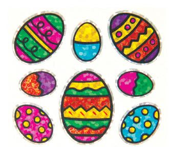 Load image into Gallery viewer, Bulk Roll Prismatic Stickers, Mini Easter Eggs w/ Outline (100 Repeats) by Present Paper
