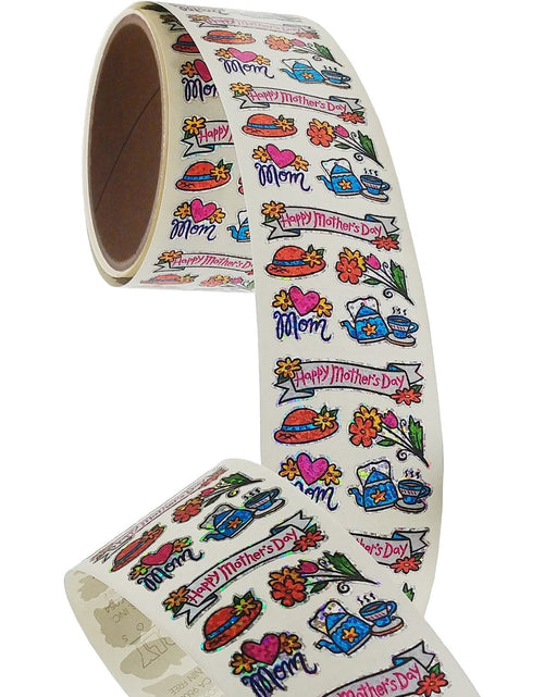 Load image into Gallery viewer, Bulk Roll Prismatic Stickers, Happy Mother’s Day (100 Repeats) by Present Paper
