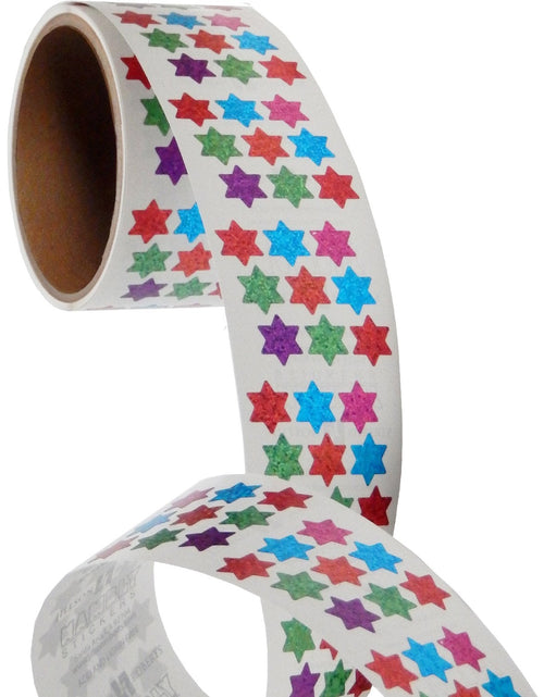 Load image into Gallery viewer, Bulk Roll Prismatic Stickers, Micro Stars of David / Multicolor (100 Repeats) by Present Paper
