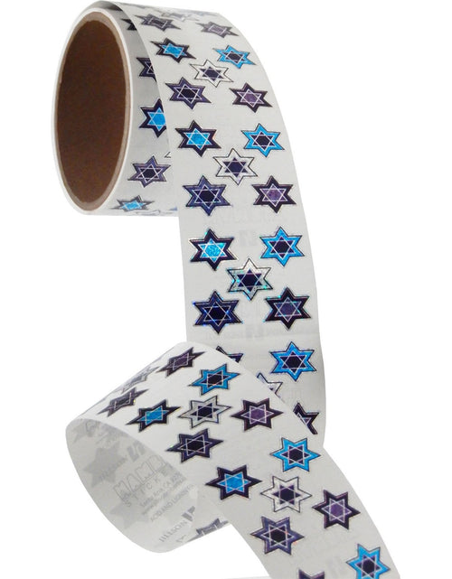 Load image into Gallery viewer, Bulk Roll Prismatic Stickers, Mico Stars of David (100 Repeats) by Present Paper
