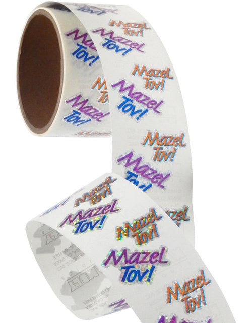 Load image into Gallery viewer, Bulk Roll Prismatic Stickers, Mini Mazel Tov (100 Repeats) by Present Paper
