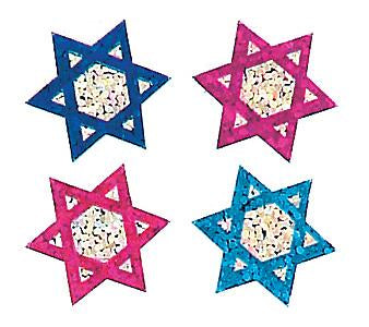 Load image into Gallery viewer, Bulk Roll Prismatic Stickers, Mini Stars of David (100 Repeats) by Present Paper
