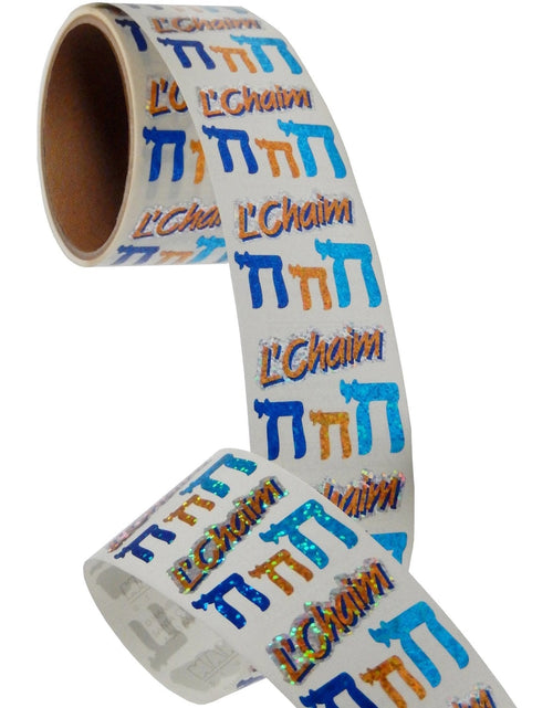Load image into Gallery viewer, Bulk Roll Prismatic Stickers, L’Chaim (100 Repeats) by Present Paper
