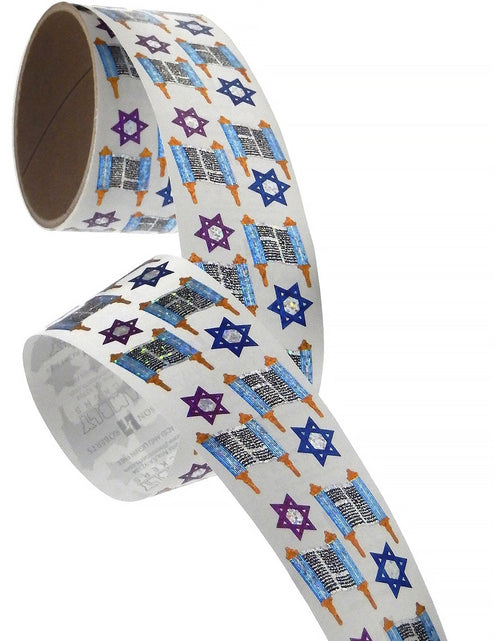 Load image into Gallery viewer, Bulk Roll Prismatic Stickers, Mini Torahs (100 Repeats) by Present Paper
