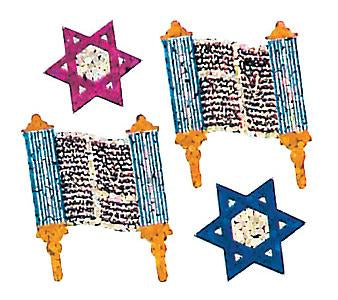Load image into Gallery viewer, Bulk Roll Prismatic Stickers, Mini Torahs (100 Repeats) by Present Paper
