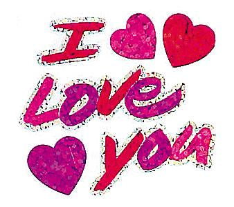 Load image into Gallery viewer, Bulk Roll Prismatic Stickers, I Love You with Hearts (100 Repeats) by Present Paper
