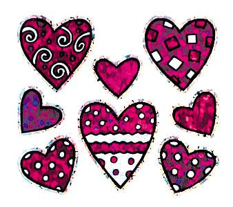 Load image into Gallery viewer, Bulk Roll Prismatic Stickers, Mini Valentine Pattern Hearts (100 Repeats) by Present Paper

