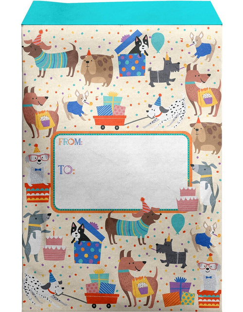 Load image into Gallery viewer, Small Birthday Printed Padded Mailing Envelopes, Dog Party by Present Paper
