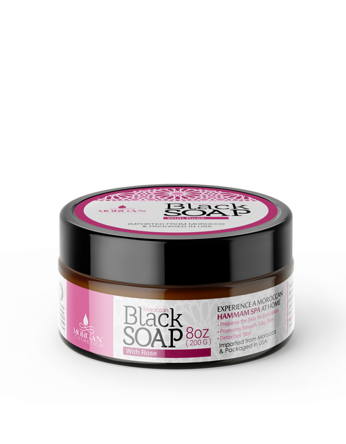 Load image into Gallery viewer, MOROCCAN BLACK SOAP WITH ROSE 8 OZ by Morgan Cosmetics
