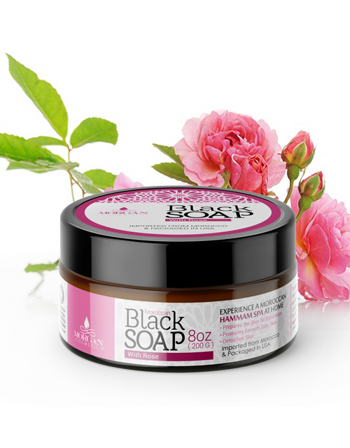 Load image into Gallery viewer, MOROCCAN BLACK SOAP WITH ROSE 8 OZ by Morgan Cosmetics
