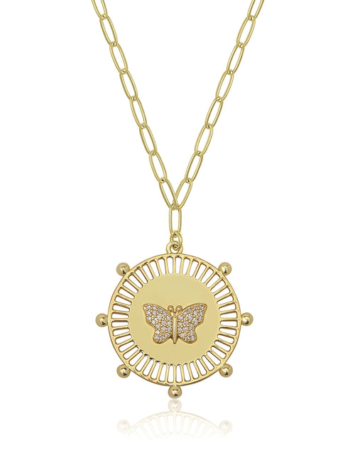 Load image into Gallery viewer, SALE Butterfly Medallion Necklace by Jennifer Miller Jewelry
