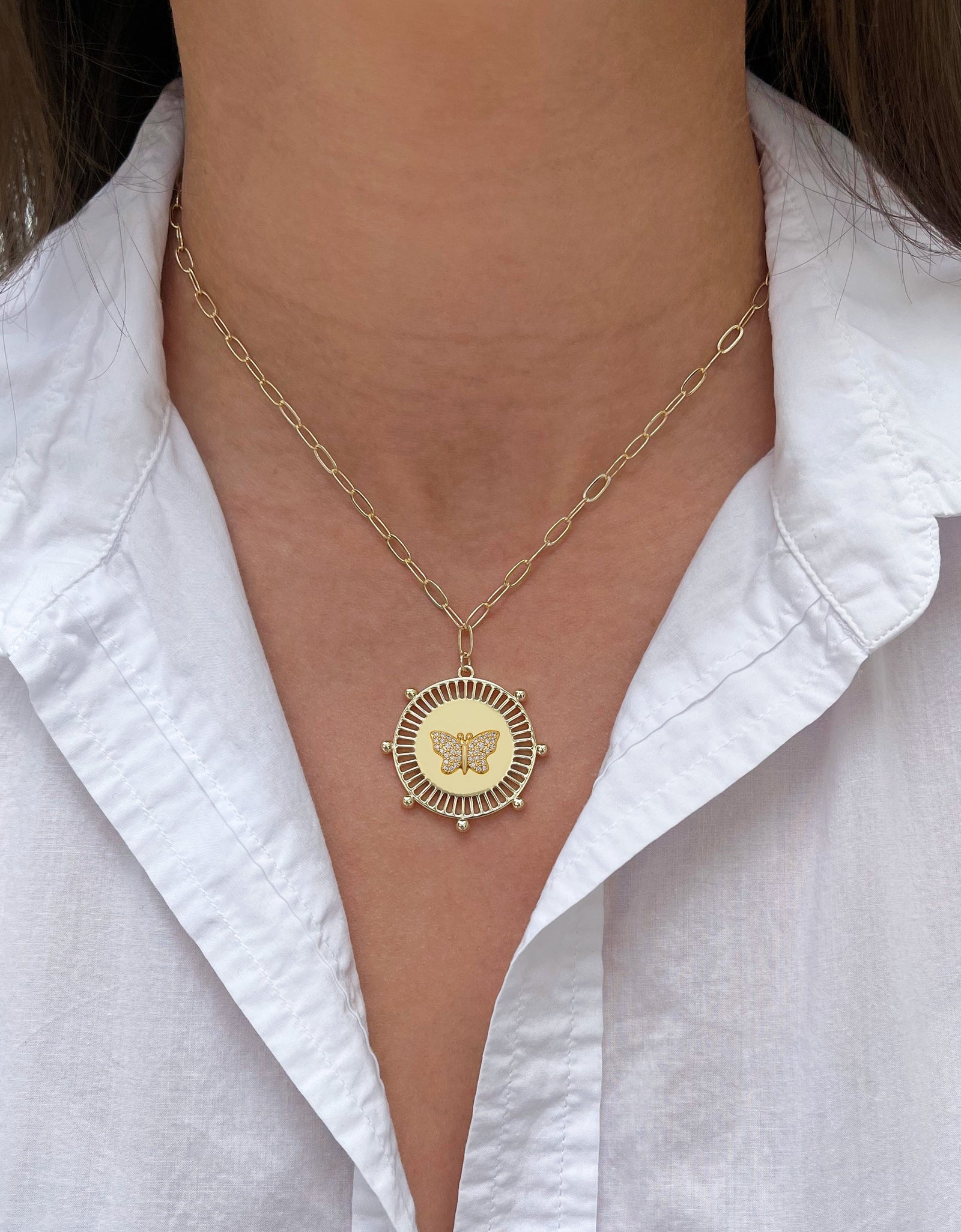 SALE Butterfly Medallion Necklace by Jennifer Miller Jewelry