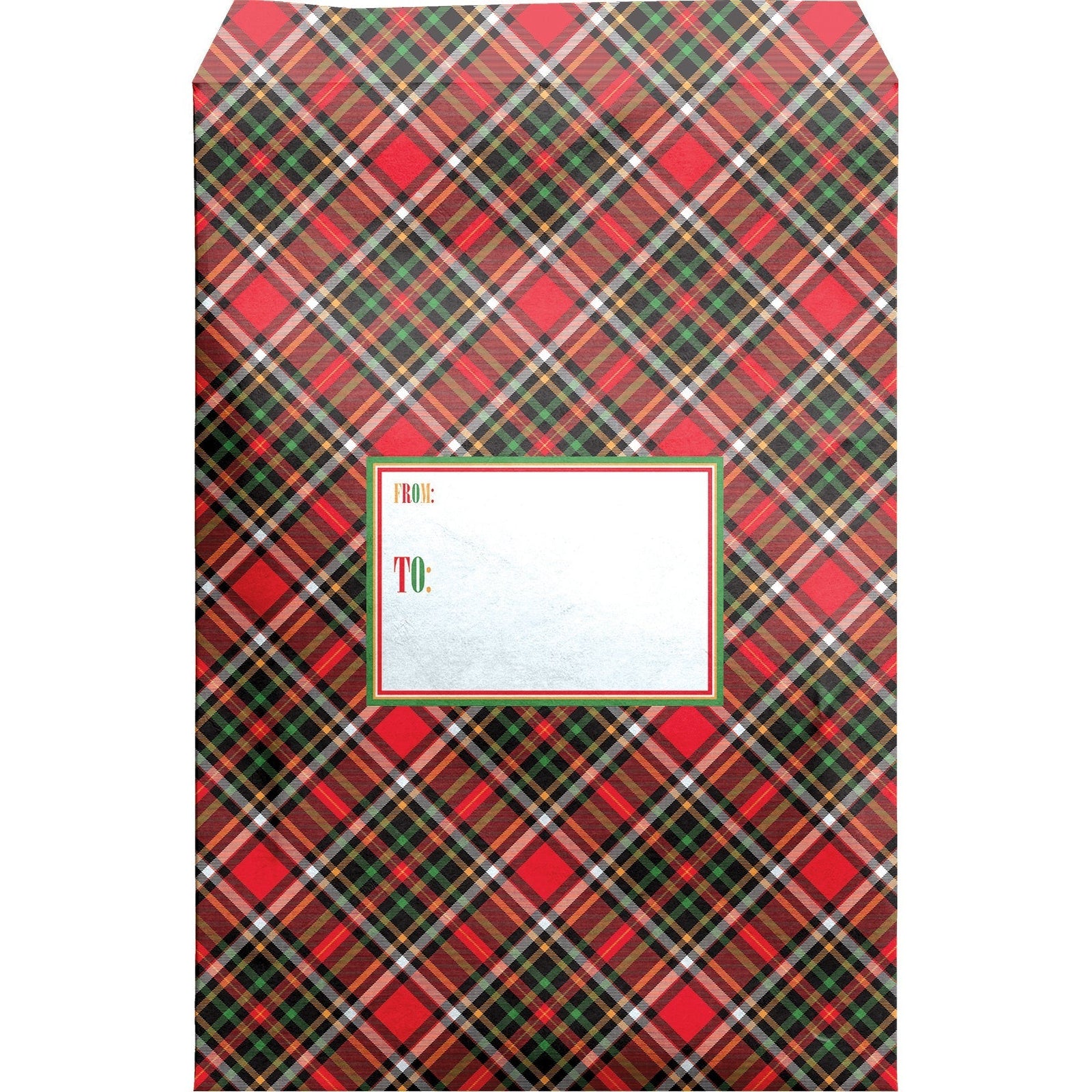 Large Christmas Printed Padded Mailing Envelopes, Red Gold Plaid by Present Paper