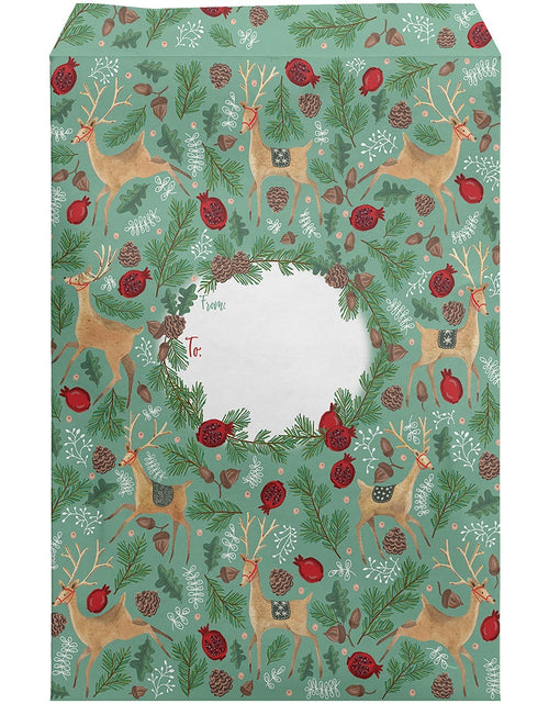 Load image into Gallery viewer, Medium Christmas Printed Padded Mailing Envelopes, Reindeer Tapestry by Present Paper
