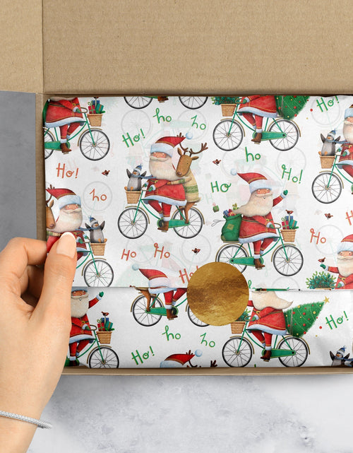 Load image into Gallery viewer, Santa Bicycle Christmas Gift Tissue Paper by Present Paper
