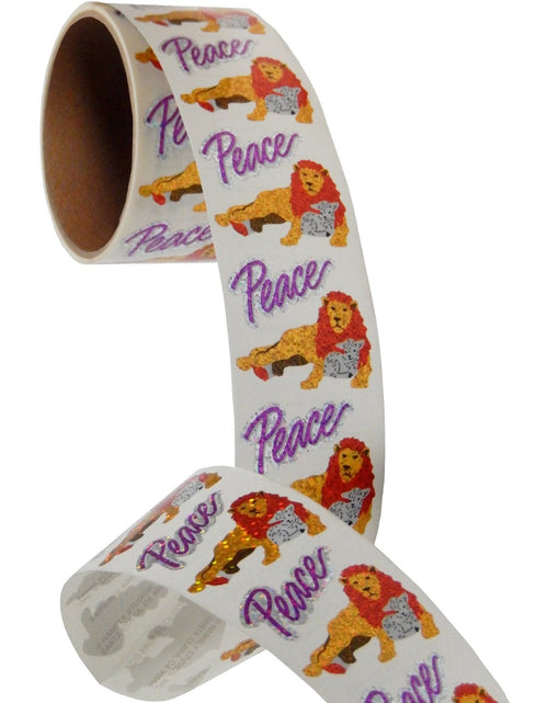 Load image into Gallery viewer, Bulk Roll Prismatic Stickers, Peace / Lion &amp; Lamb (100 Repeats) by Present Paper
