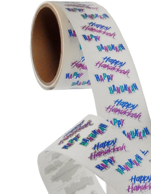 Load image into Gallery viewer, Bulk Roll Prismatic Stickers, Mini Happy Hanukkah (100 Repeats) by Present Paper
