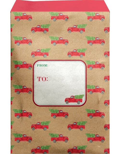 Load image into Gallery viewer, Small Christmas Printed Padded Mailing Envelopes, Red Pickup Truck by Present Paper
