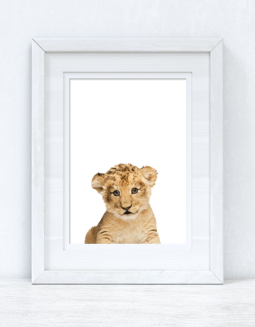 Load image into Gallery viewer, Baby Lion Wild Animal Unisex Nursery Children's Room Wall Decor Print by WinsterCreations™ Official Store

