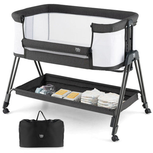 Load image into Gallery viewer, Portable Bedside Sleeper for Baby with 7 Adjustable Heights-Black
