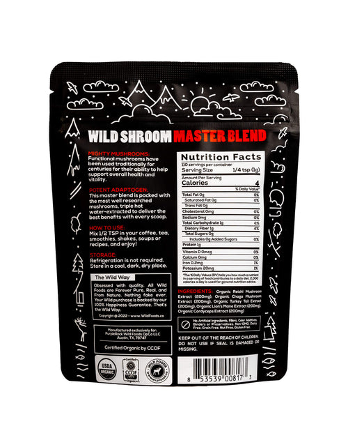 Load image into Gallery viewer, Master Five Mushrooms Blend - Adaptogens + Prebiotic Complex by Wild Foods
