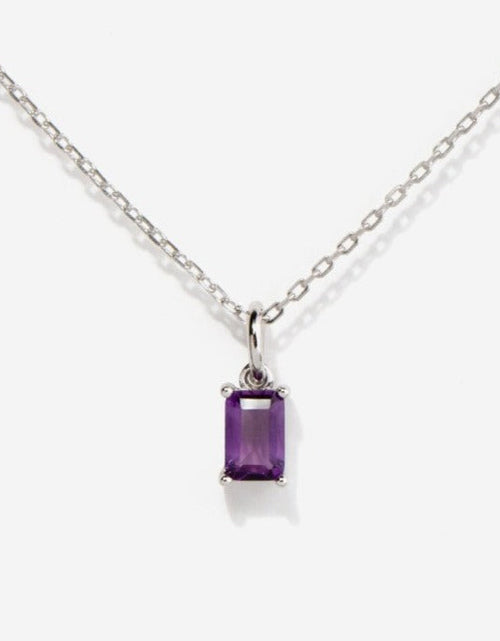 Load image into Gallery viewer, Birthstone Silver Necklace - February by Little Sky Stone
