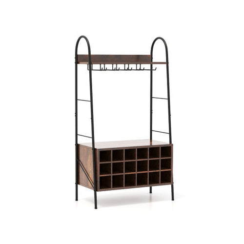 Load image into Gallery viewer, Baker's Rack with Detachable Wine Rack and 5 Rows of Stemware Holder-Rustic Brown
