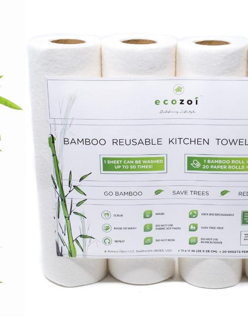 Load image into Gallery viewer, Reusable Bamboo Kitchen Paper Towels - Tree-Free, Eco-Friendly Rolls, 4-Pack by ecozoi
