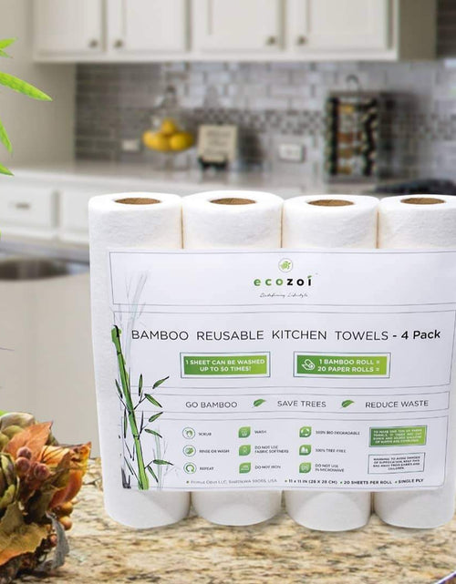 Load image into Gallery viewer, Reusable Bamboo Kitchen Paper Towels - Tree-Free, Eco-Friendly Rolls, 4-Pack by ecozoi
