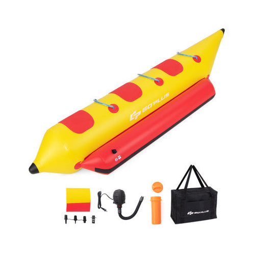 Load image into Gallery viewer, 3-Person Inflatable Banana Boat with Electric Air Pump Carrying Bag and Repair Kit
