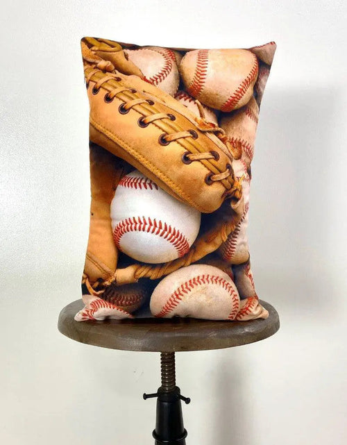 Load image into Gallery viewer, Baseball Glove | 12x18 | Baseballs | Old Baseballs | Old Baseball Glove | Sports Fabric | Sports Fans | Baseball Gifts | Teen Room Décor by UniikPillows
