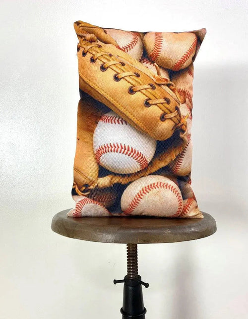 Load image into Gallery viewer, Baseball Glove | 12x18 | Baseballs | Old Baseballs | Old Baseball Glove | Sports Fabric | Sports Fans | Baseball Gifts | Teen Room Décor by UniikPillows
