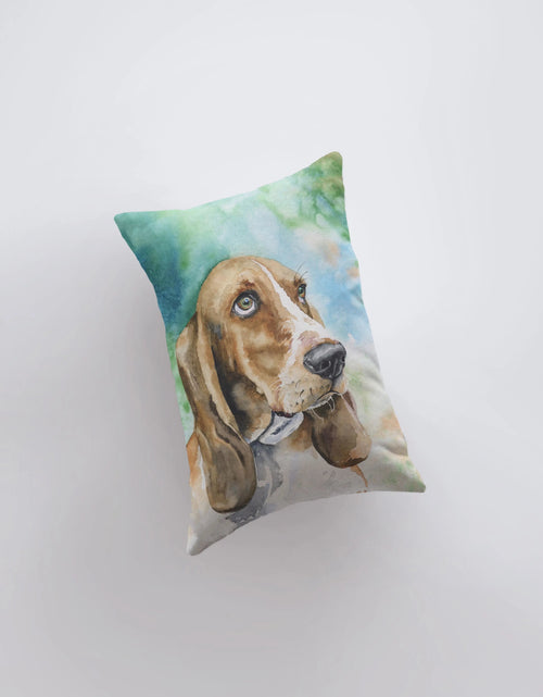 Load image into Gallery viewer, Basset Hound | 12x18 | Dog Watercolor | Pillow Cover | Home Decor | Custom Dog Pillow | Dog Mom | Accent Pillow Covers | Throw Pillow Covers by UniikPillows
