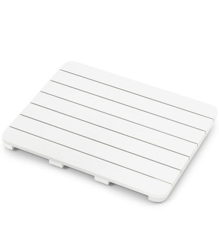 Waterproof HIPS Bath Spa Shower Mat with Non Slip Foot Pads-White