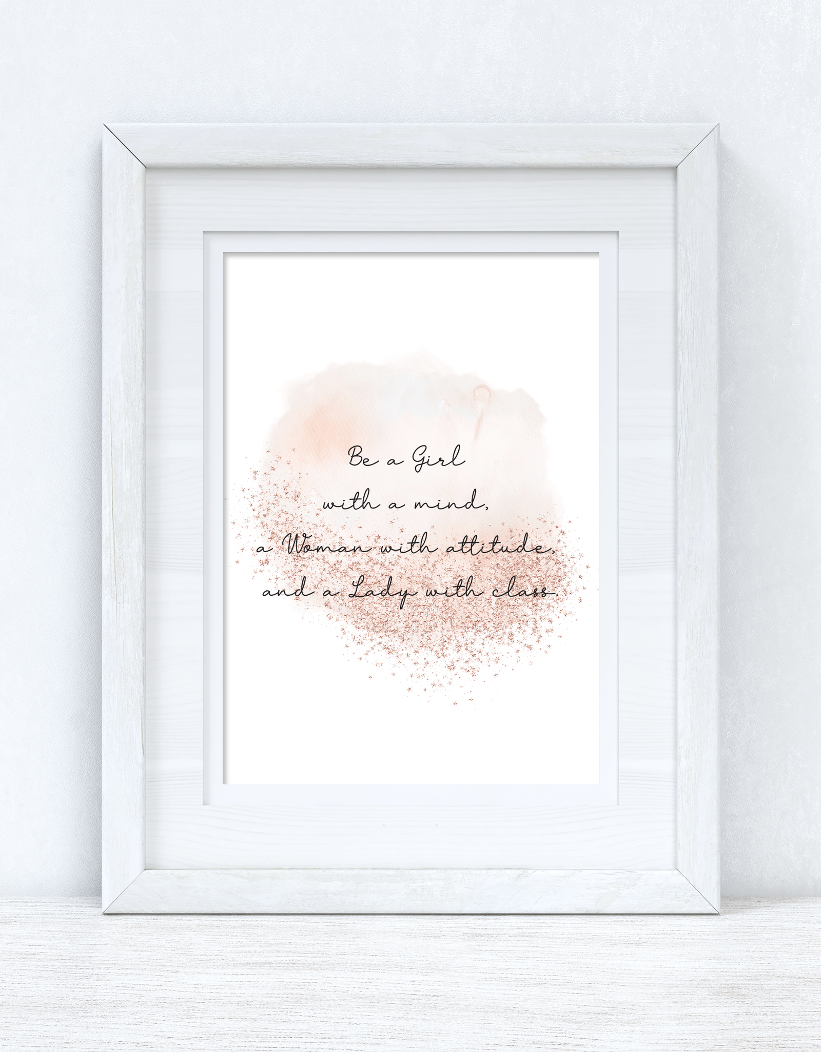 Be A Girl With A Mind Rose Gold Inspirational Wall Home Decor Print by WinsterCreations™ Official Store