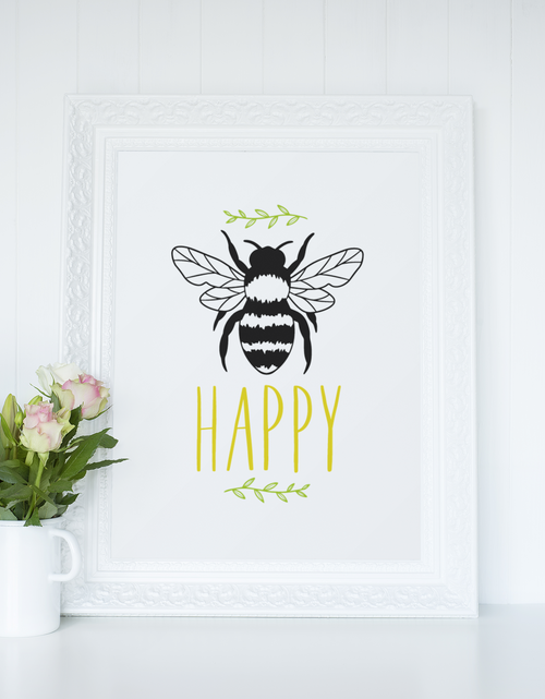 Load image into Gallery viewer, Be Happy Bumble Bee 2022 Simple Bedroom Dressing Room Home Wall Decor Print by WinsterCreations™ Official Store
