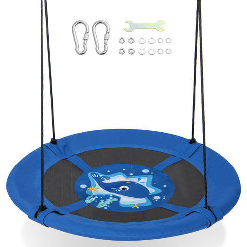 Load image into Gallery viewer, 40 Inches Saucer Tree Swing with Adjustable Hanging Ropes and 900D Oxford Fabric-Whale
