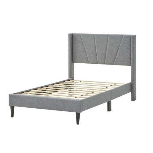 Load image into Gallery viewer, Twin/Queen Bed Frame with Linen Upholstered Wingback Headboard-Twin Size
