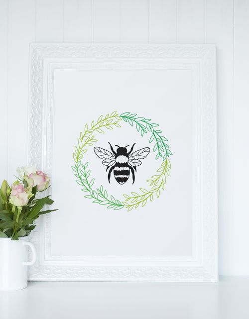Load image into Gallery viewer, Bee Wreath Bumble Bee 2022 Simple Bedroom Dressing Room Home Wall Decor Print by WinsterCreations™ Official Store
