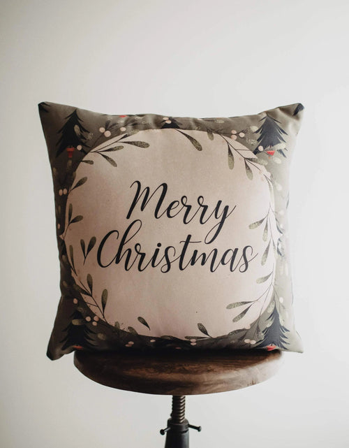 Load image into Gallery viewer, Beige Merry Christmas | Throw Pillow Cover | Christmas tree | Christmas Gifts | Room Decor | Mom Gift | Aaesthetic Room Decor by UniikPillows
