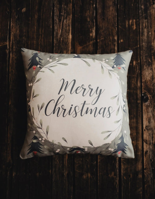 Load image into Gallery viewer, Beige Merry Christmas | Throw Pillow Cover | Christmas tree | Christmas Gifts | Room Decor | Mom Gift | Aaesthetic Room Decor by UniikPillows
