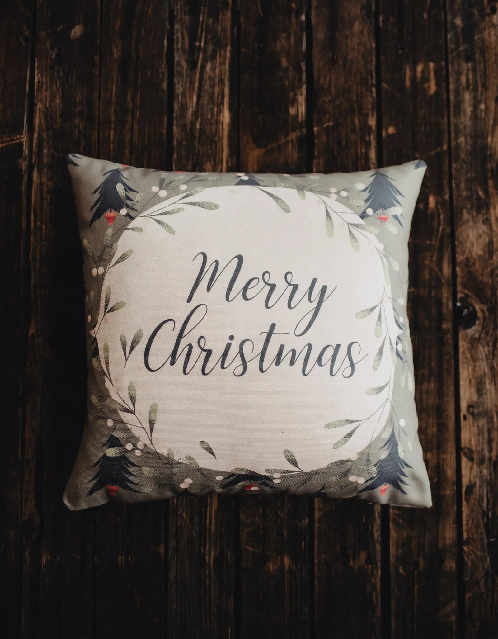 Beige Merry Christmas | Throw Pillow Cover | Christmas tree | Christmas Gifts | Room Decor | Mom Gift | Aaesthetic Room Decor by UniikPillows