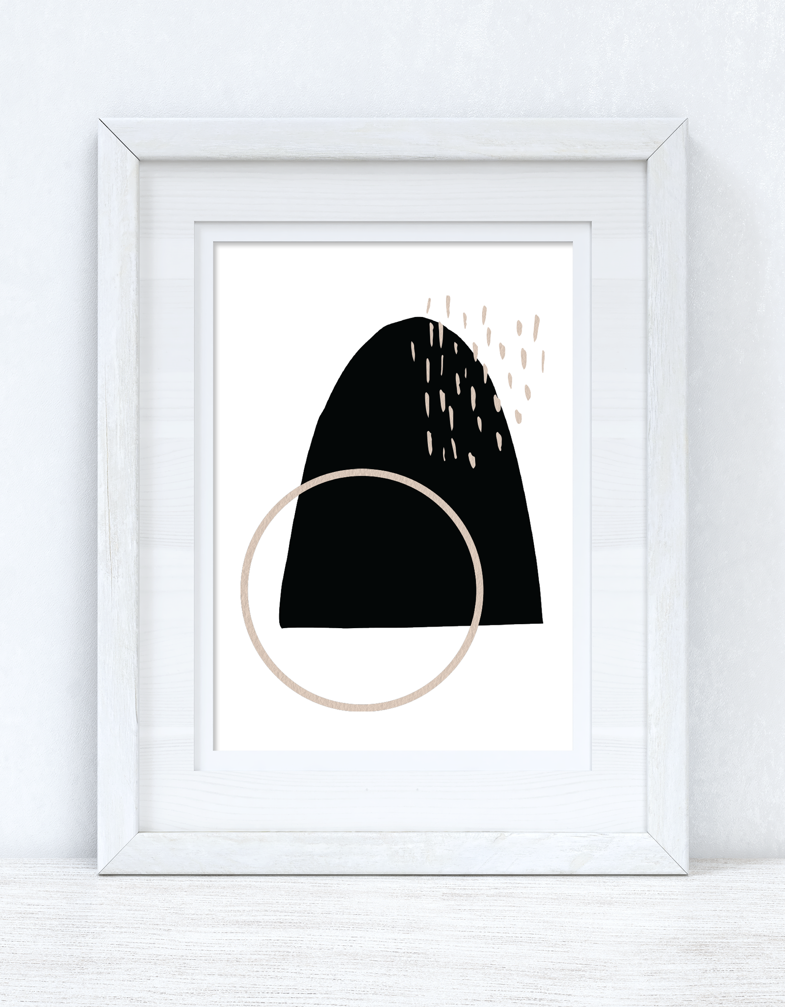 Beige & Black Abstract 1 Colour Shapes Home Wall Decor Print by WinsterCreations™ Official Store