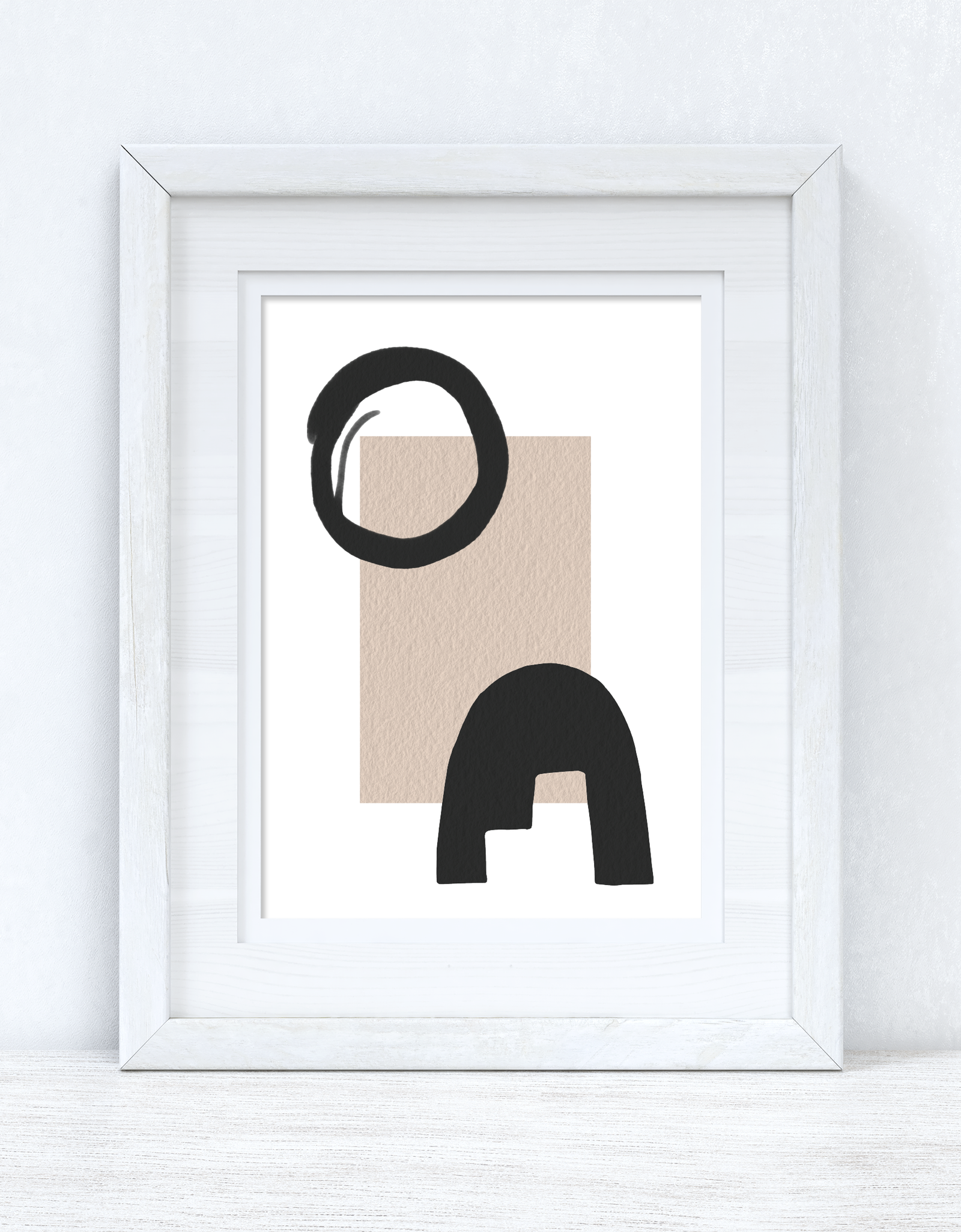 Beige & Black Abstract 2 Colour Shapes Home Wall Decor Print by WinsterCreations™ Official Store