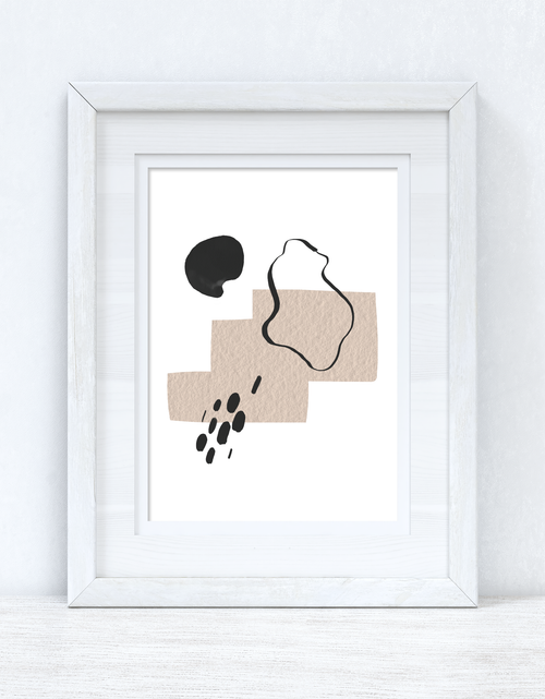 Load image into Gallery viewer, Beige &amp; Black Abstract 3 Colour Shapes Home Wall Decor Print by WinsterCreations™ Official Store
