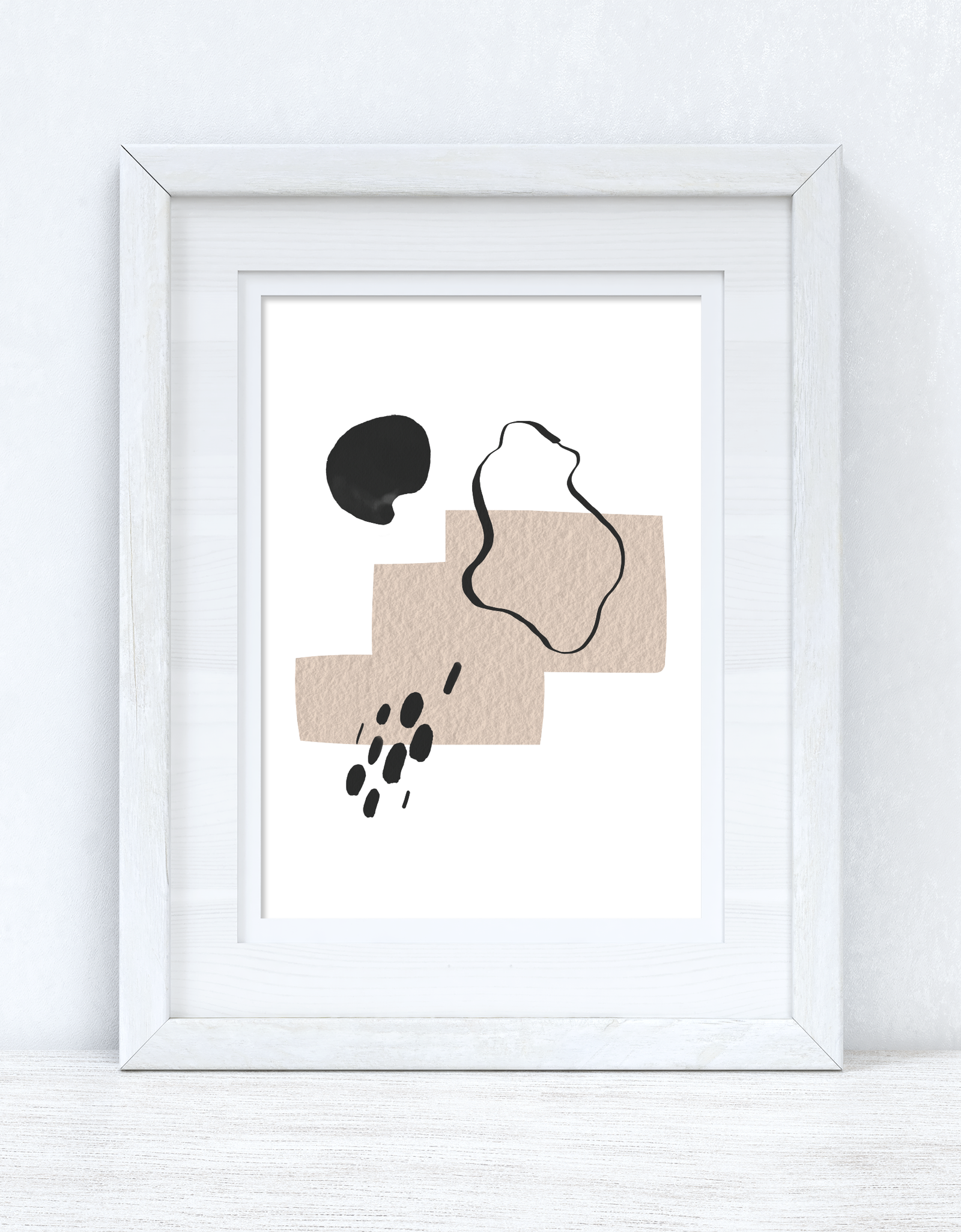 Beige & Black Abstract 3 Colour Shapes Home Wall Decor Print by WinsterCreations™ Official Store