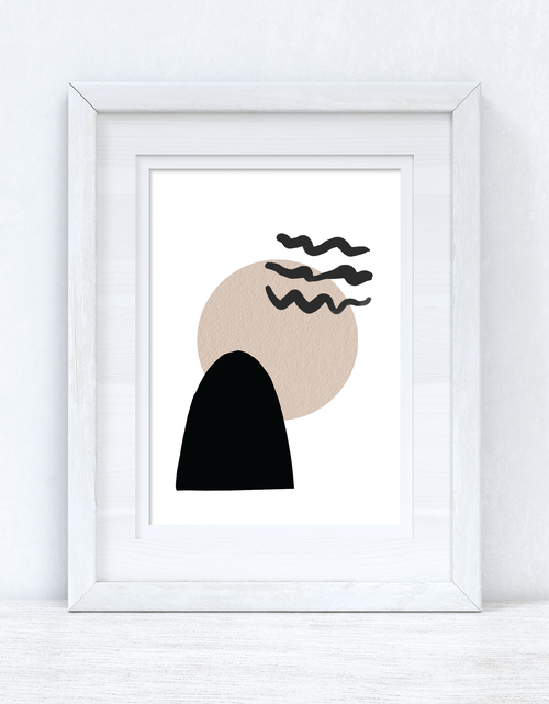 Load image into Gallery viewer, Beige &amp; Black Abstract 4 Colour Shapes Home Wall Decor Print by WinsterCreations™ Official Store
