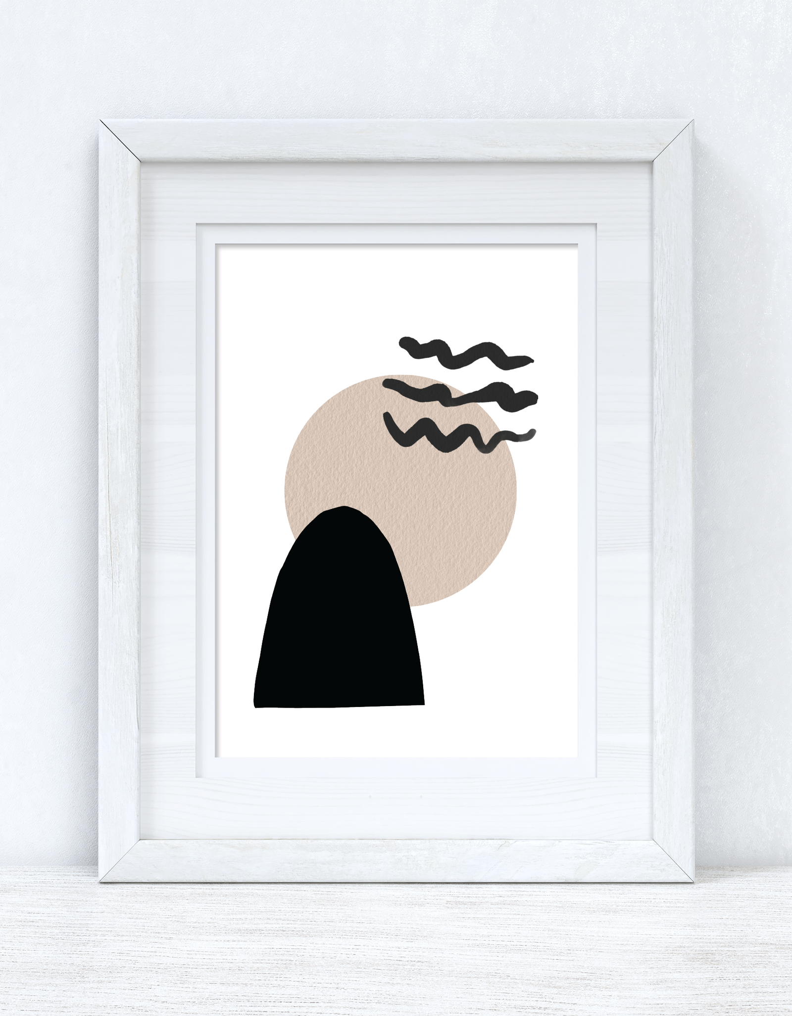 Beige & Black Abstract 4 Colour Shapes Home Wall Decor Print by WinsterCreations™ Official Store