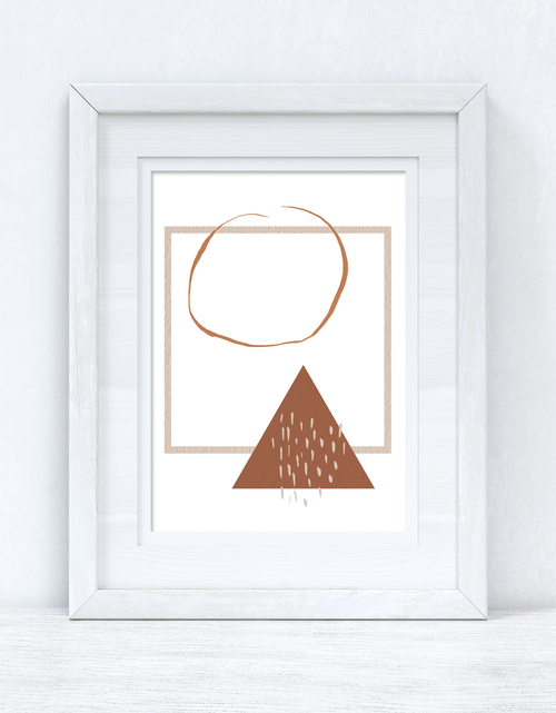 Load image into Gallery viewer, Beige &amp; Terracotta Brown Abstract 3 Colour Shapes Home Wall Decor Print by WinsterCreations™ Official Store
