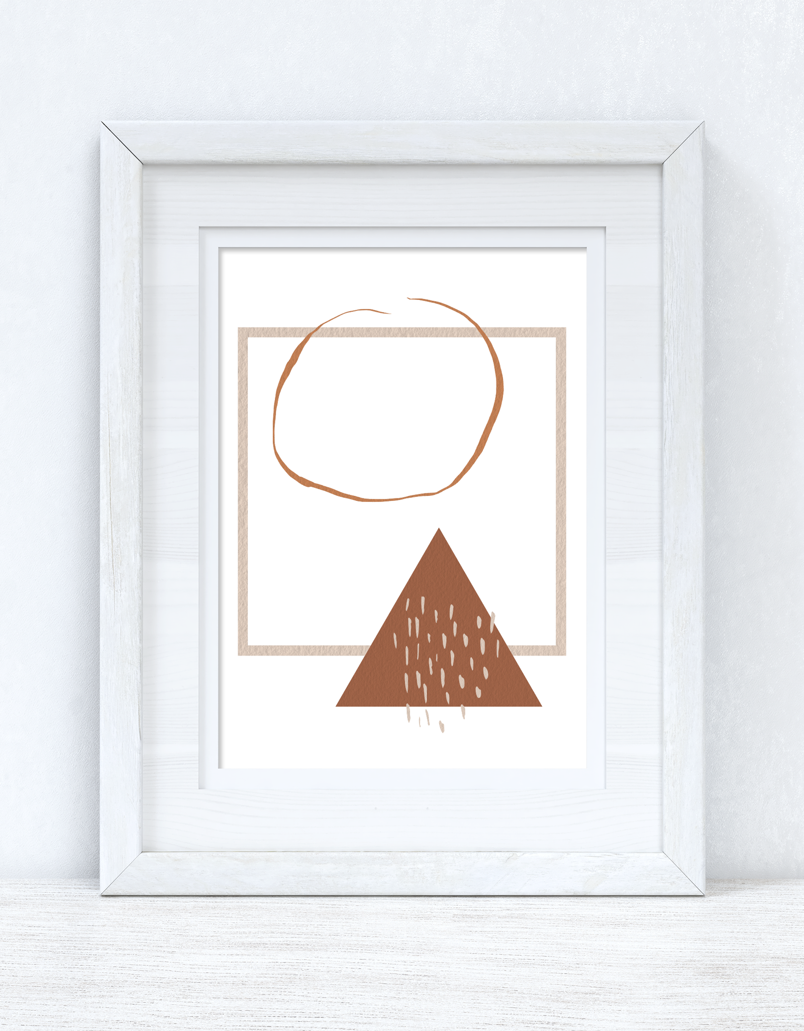 Beige & Terracotta Brown Abstract 3 Colour Shapes Home Wall Decor Print by WinsterCreations™ Official Store